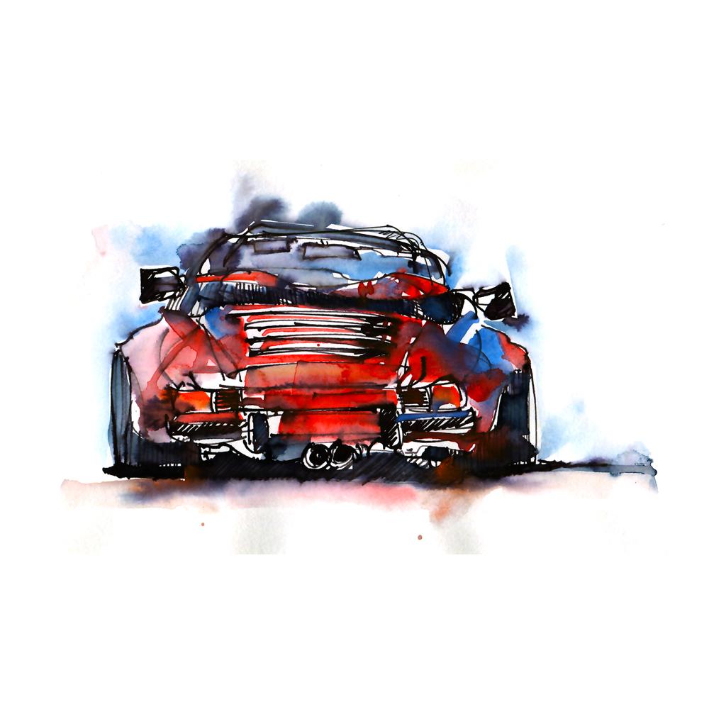 Porsche 911 Carrera Cabriolet Watercolor Print | By Bilbeisi