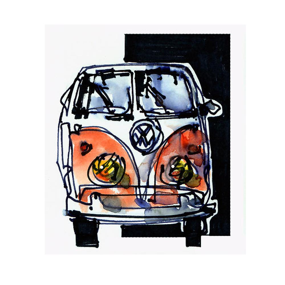 Volkswagen Bus / Campervan Watercolor Print | By Bilbeisi