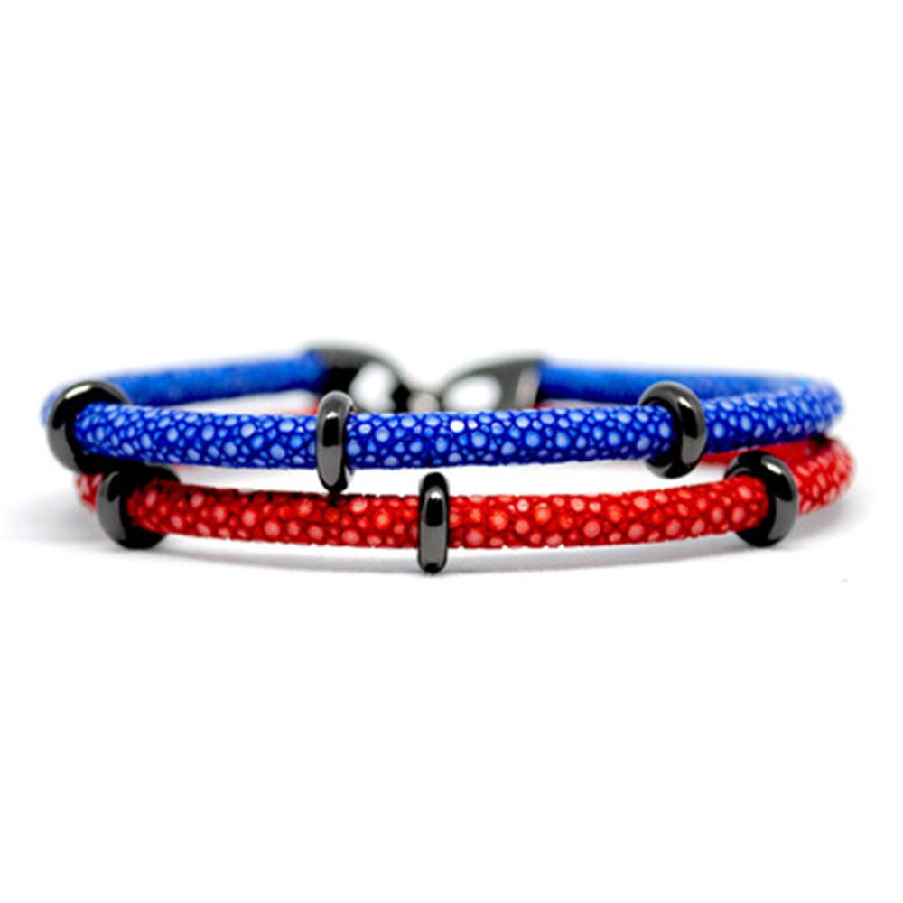 Double Stingray Bracelet | Red & Blue & Black | Double Bone