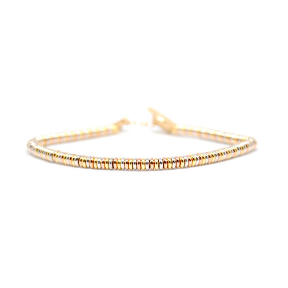 Single Beaded Bracelet | White/Rose/Gold Beads | Double Bone