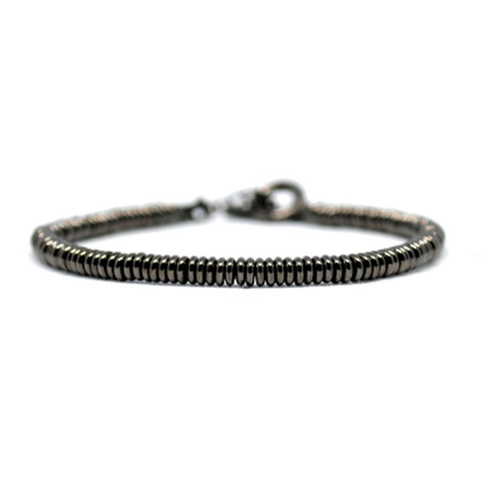 Single Beaded Bracelet | Black Beads | Double Bone