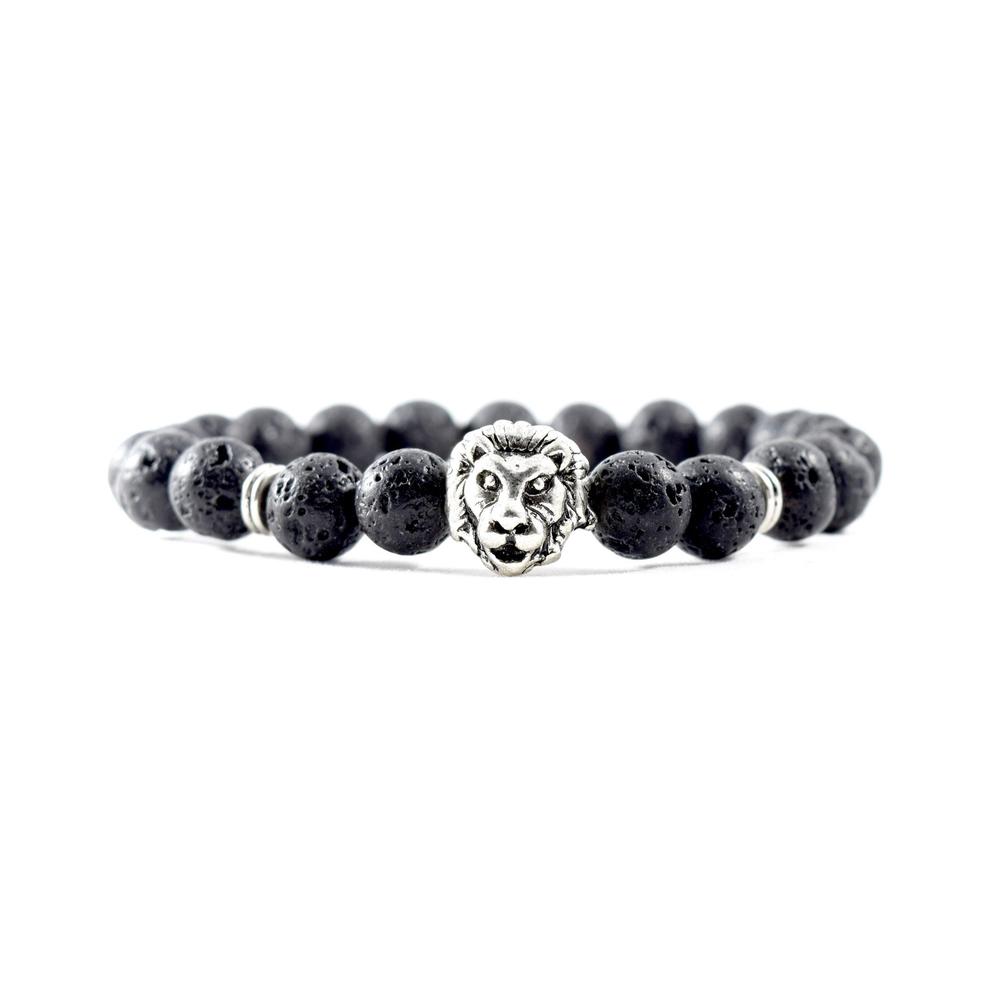 Silver Lion | Lava Stone Bracelet | Executive Society